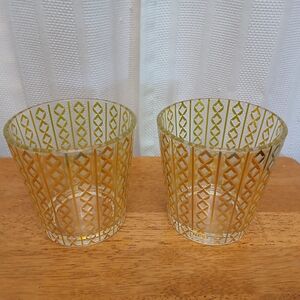 Set of Two Large Gold Pattern Empty NEST Candle Holder Jars
